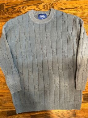 Aelfric Eden Men's Cable Crewneck Sweater - Gray Blue